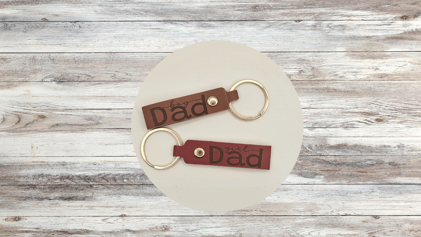 Engraved Faux Leather Keychains