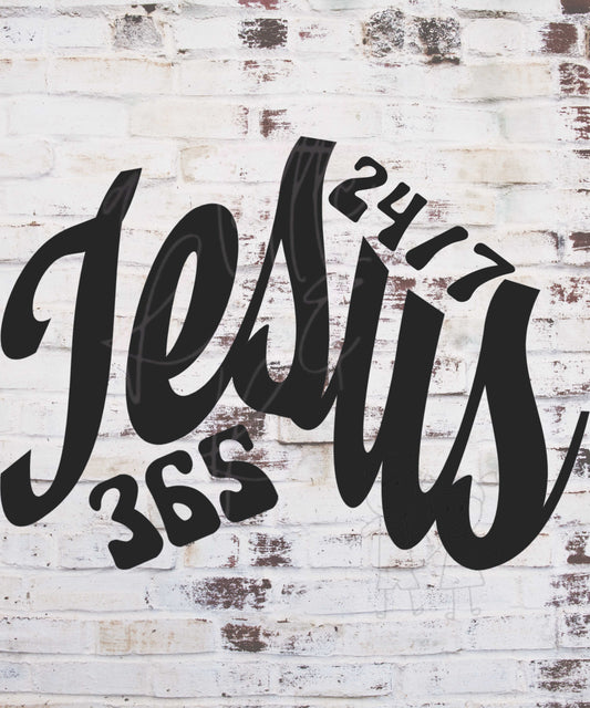 Jesus 24/7 -365 White Brick Wall Design